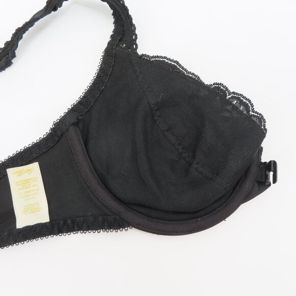 Vintage Bill Blass 34C Bra Front Closure Solid Black Lace Trim Lined Underwire - Picture 8 of 12